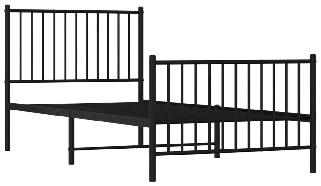 Estrutura de cama com cabeceira e pés 90x200 cm metal preto