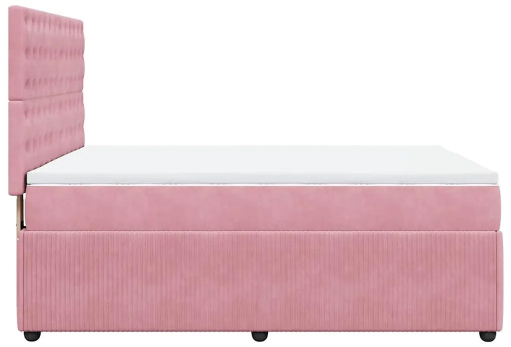 Cama com molas/colchão 140x200 cm veludo rosa