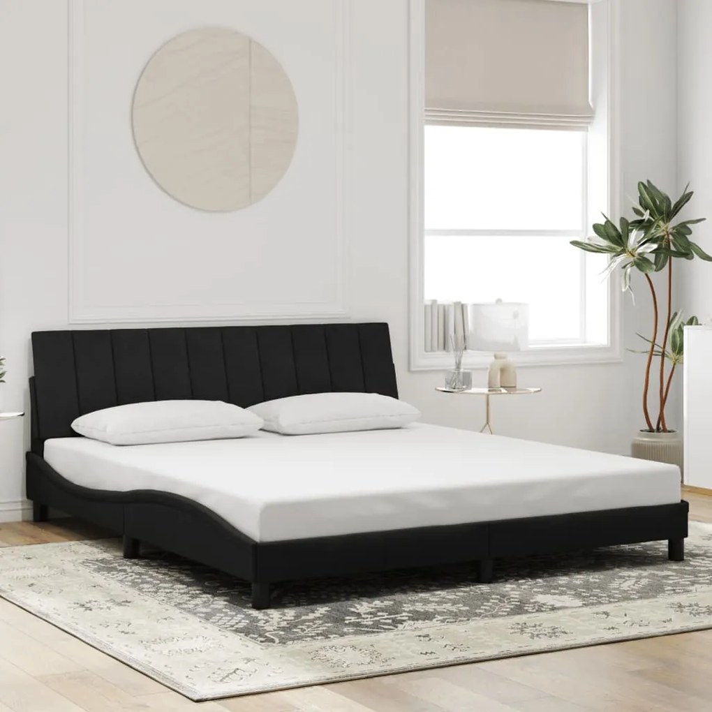 Estrutura de cama com luzes LED 180x200 cm veludo preto