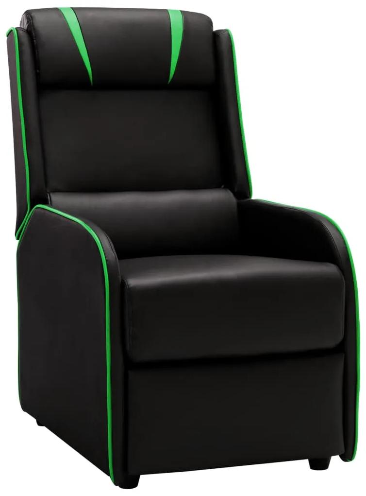 320174 vidaXL Cadeira reclinável couro artificial preto e verde