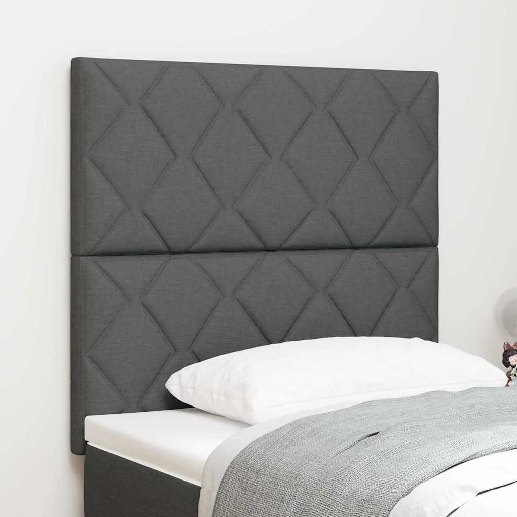 vidaXL Cabeceira Design de Blocos de Diamante Cinza Escuro 90 cm Tecido
