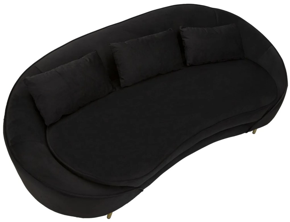 SOFÁ DE 3 LUGARES OSLO COM ALMOFADAS PRETO 185X84X68 CM