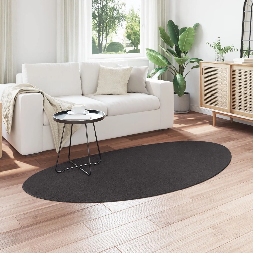 Tapete "HUARTE" Pelo Curto Suave e Lavável Antracite 100x200 cm
