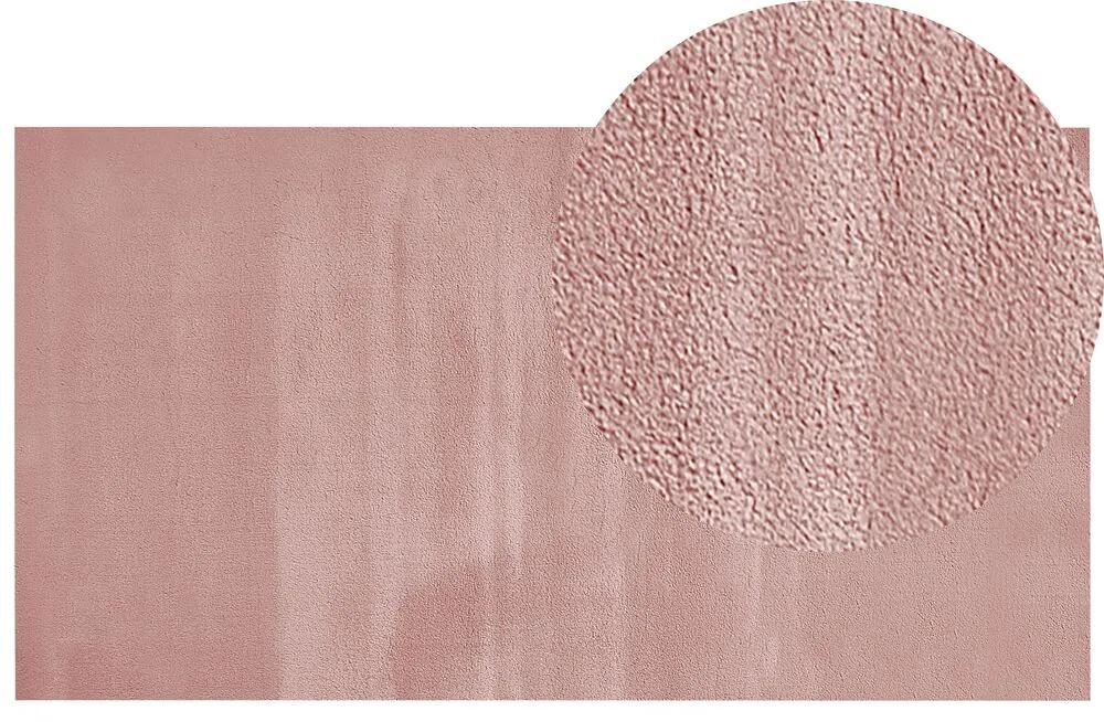 Tapete em pelo sintético de coelho rosa 80 x 150 cm MIRPUR Beliani
