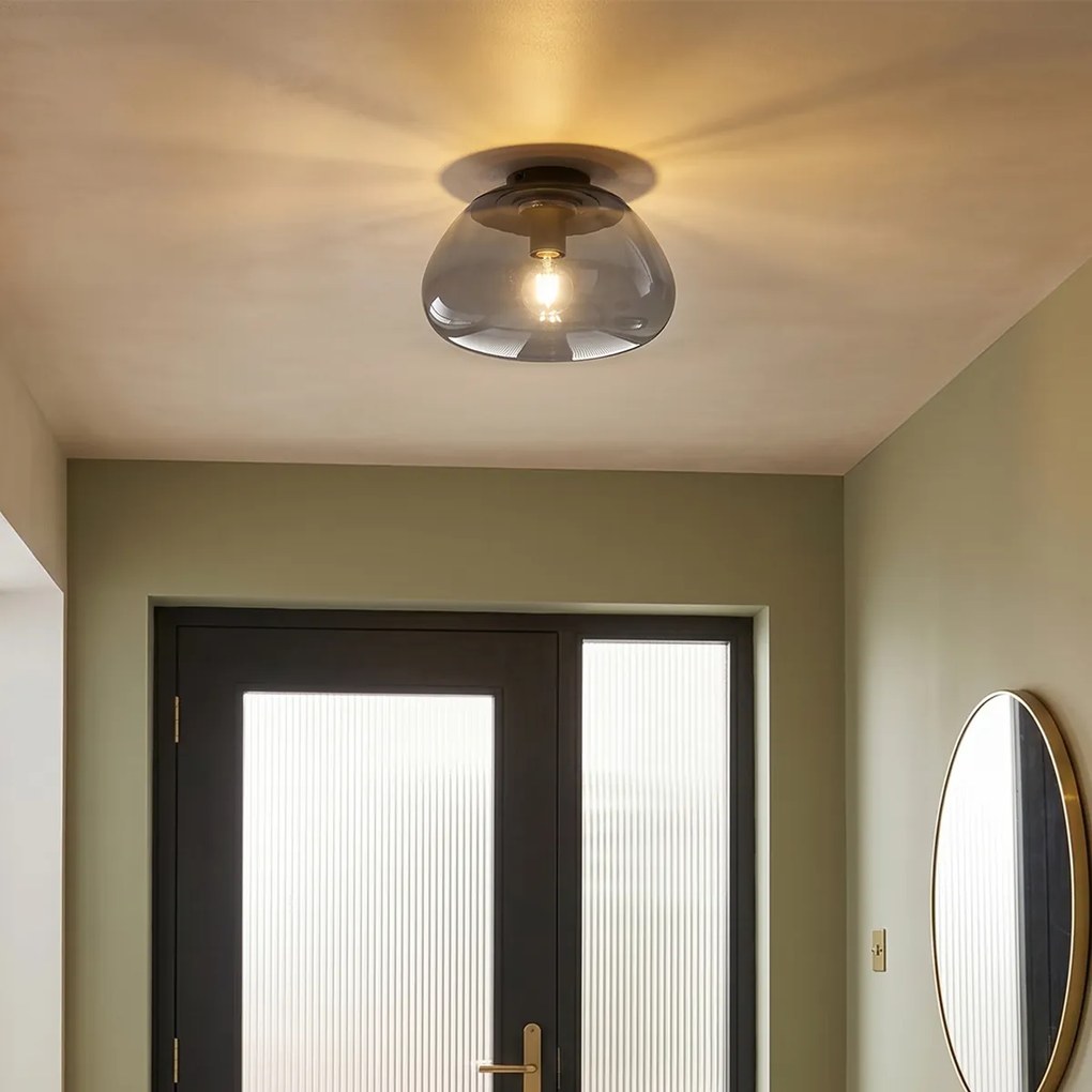 Candeeiro de Teto de Design Gunmetal com Vidro Fumê - Giselle