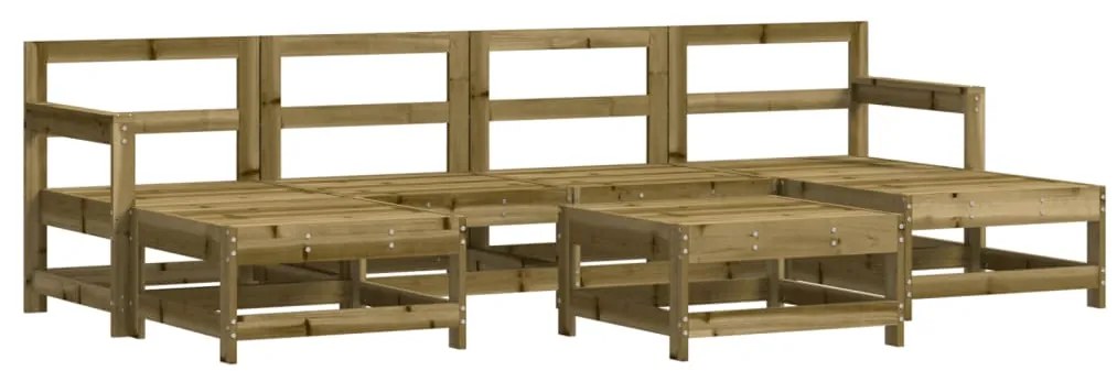 7 pcs conjunto lounge de jardim c/ almofadões pinho impregnado