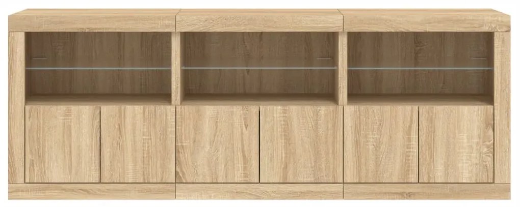Aparador com luzes LED 181,5x37x67 cm carvalho sonoma
