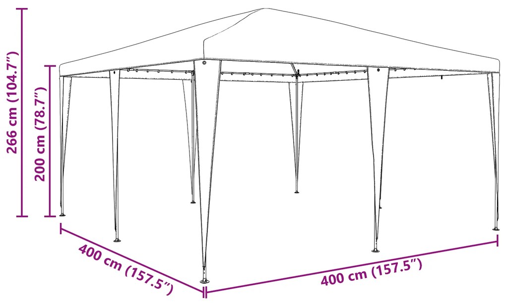 Tenda de Festa Antracite 4x4 m PE