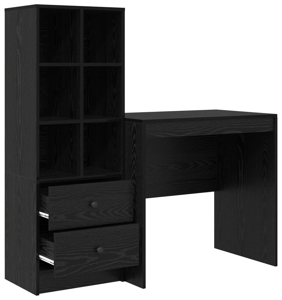 Mesa vidaXL com armazenamento Carvalho Preto Madeira engenheirada, Mes