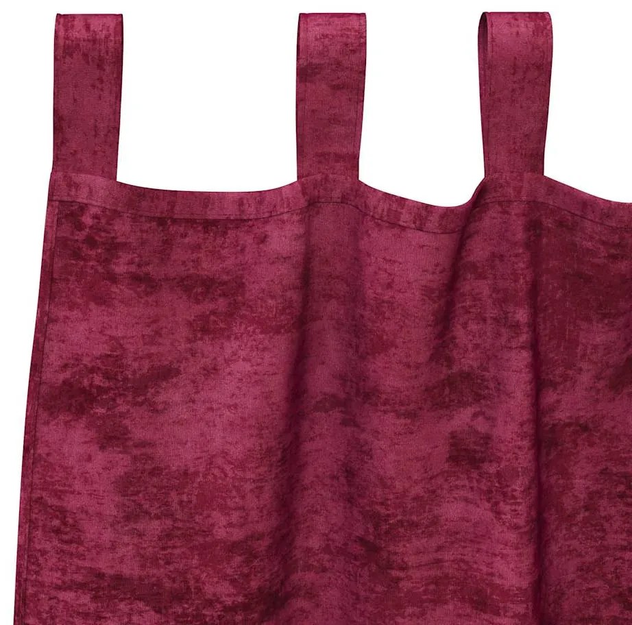 Cortinas de Veludo 2 peças com Ilhós Vermelho Vinho 140 x 140 cm