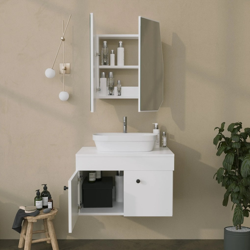Armário de Casa de Banho Quartz – Branco – 12x45x50 cm