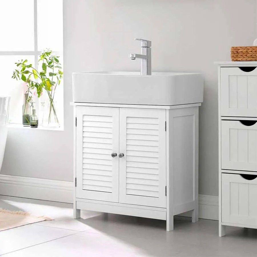 Móvel de casa de banho 60 x 30 x 60 cm (Sem lavatório) branco mate