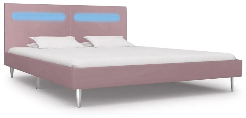 Estrutura de Cama Vars com Luzes LED - 180x200 cm - Tecido - Rosa - De