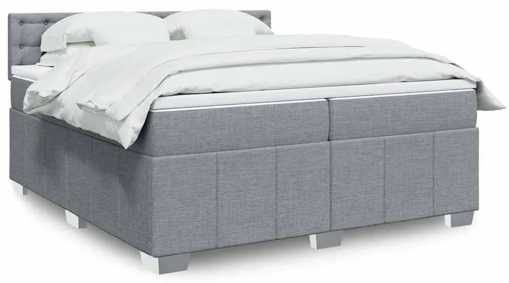 vidaXL Cama com molas/colchão 200x200 cm tecido cinza-claro