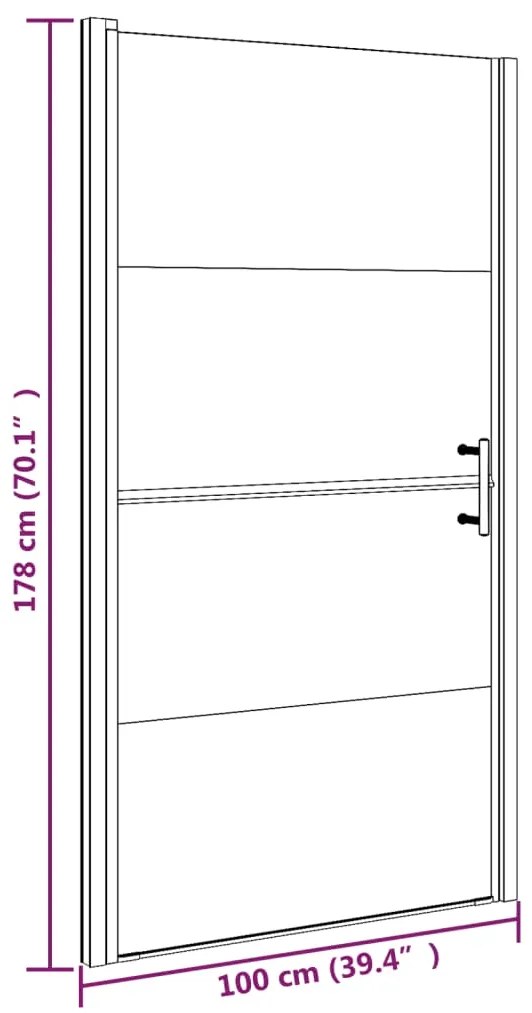 Porta de chuveiro meio vidro fosco temperado 100x178 cm preto