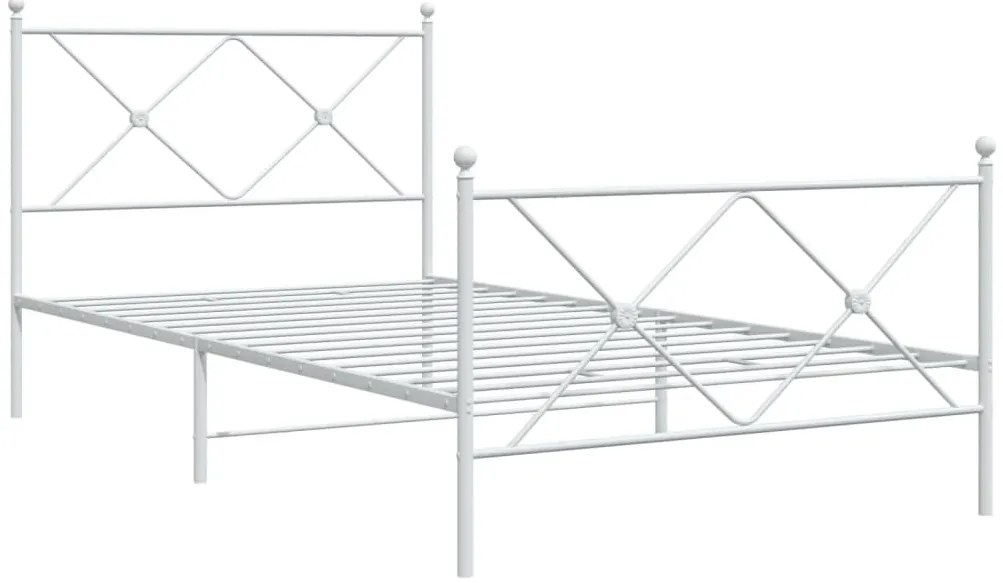 Estrutura de cama com cabeceira e pés 100x190 cm metal branco