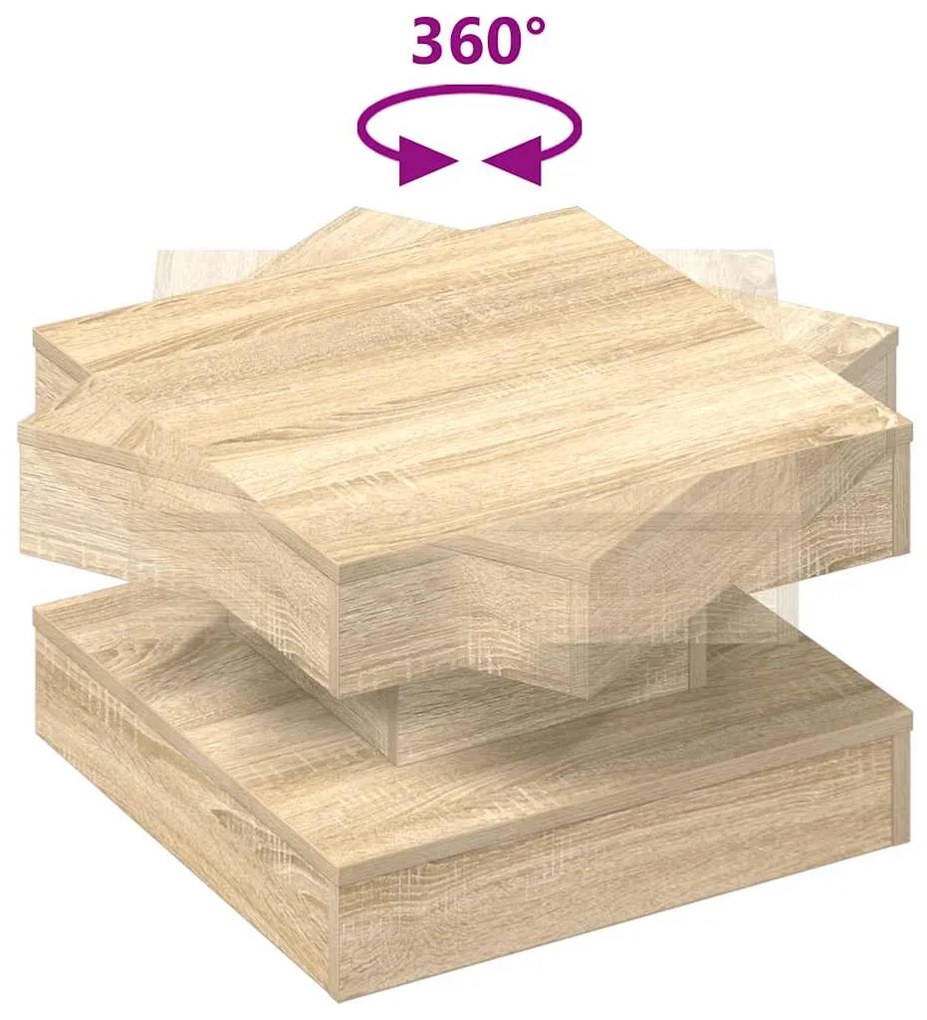 Mesa de centro rotativa a 360graus 50x50x34,5cm carvalho sonoma