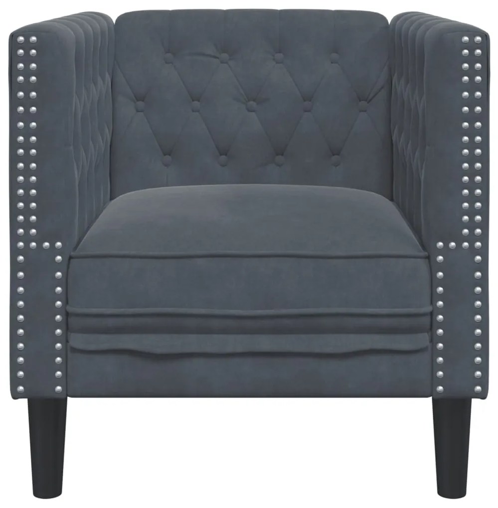 Sofá chesterfield veludo cinzento-escuro