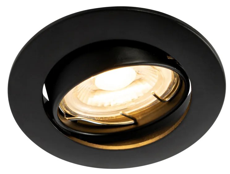 Conjunto de 6 Focos de Embutir Pretos GU10 35mm - Edu