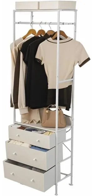 Guarda Roupa com gavetas com barra para pendurar e prateleiras para entrada do quarto 55 x 28 x 176 cm Branco