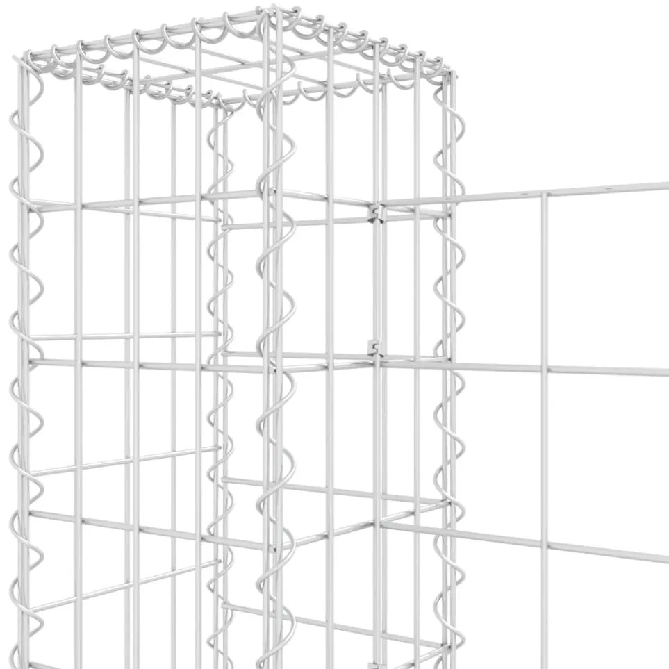 Cesto gabião em forma de U c/ 4 postes 380x20x100 cm ferro