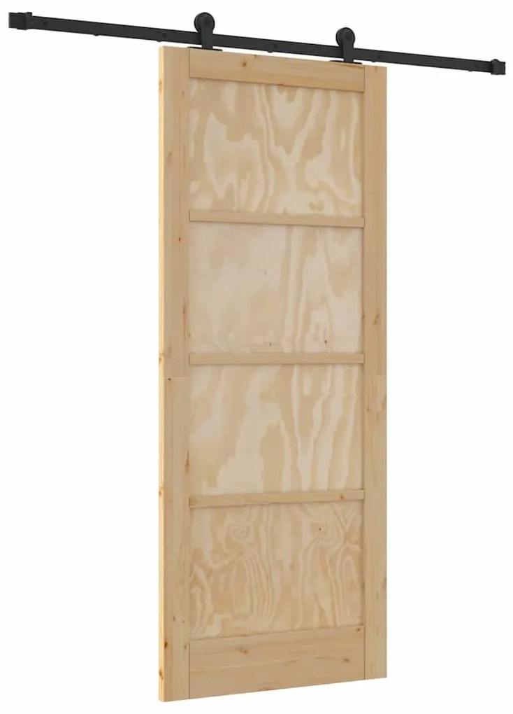 Porta Deslizante vidaXL com Conjunto de Ferragens 83x202 cm Madeira de