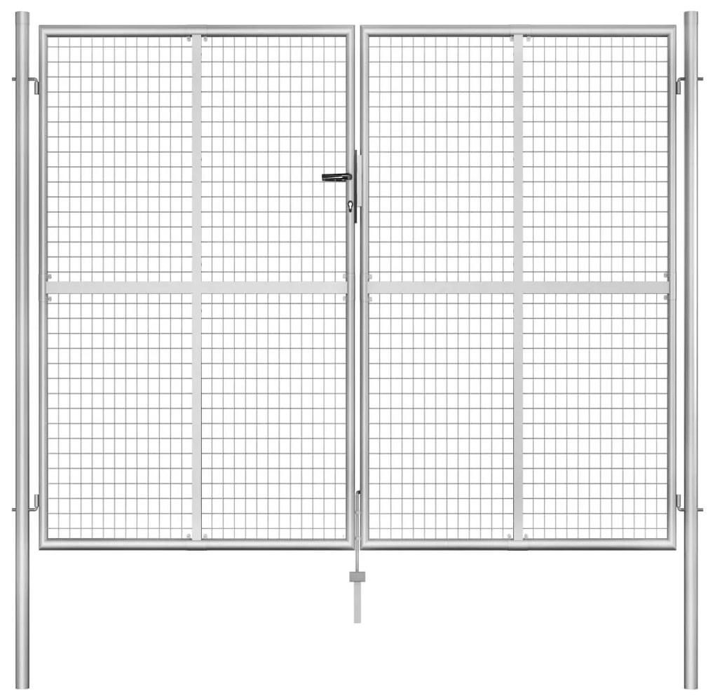 Portão de jardim em aço galvanizado 306x250 cm prateado