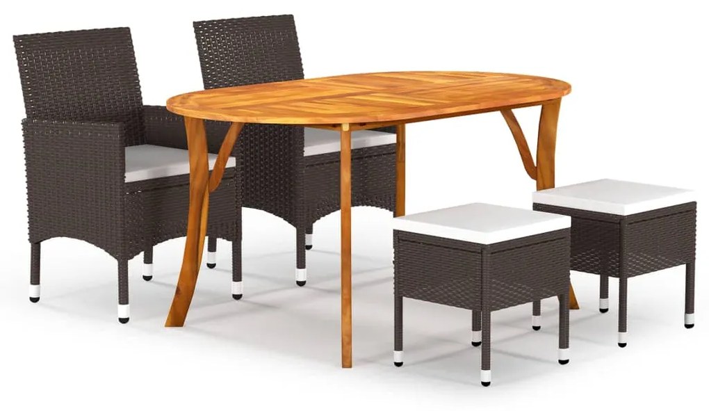 vidaXL 5 pcs conjunto de jantar para jardim castanho