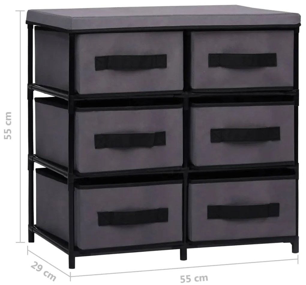 Armário de arrumação com 6 gavetas 55x29x55 cm aço cinzento