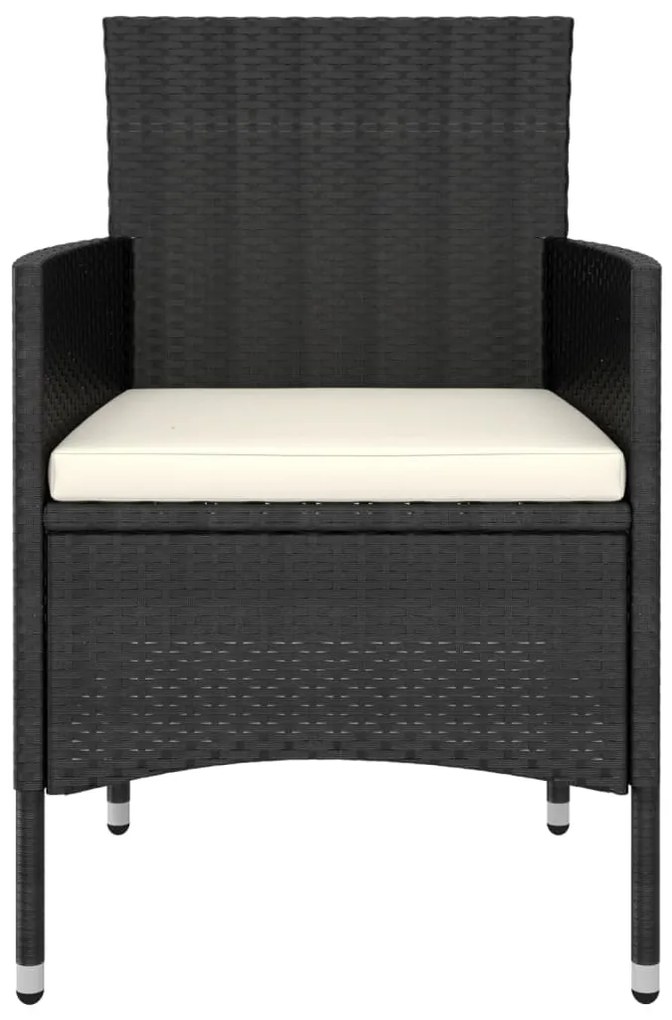 5 pcs conjunto lounge de jardim vime PE preto