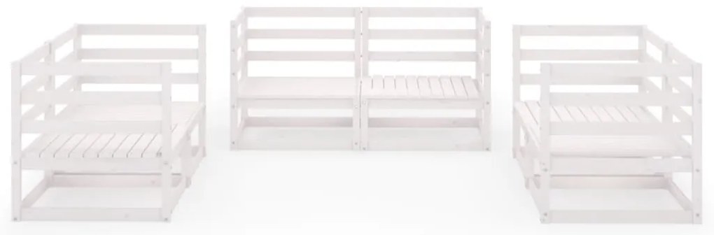 6 pcs conjunto lounge de jardim pinho maciço branco