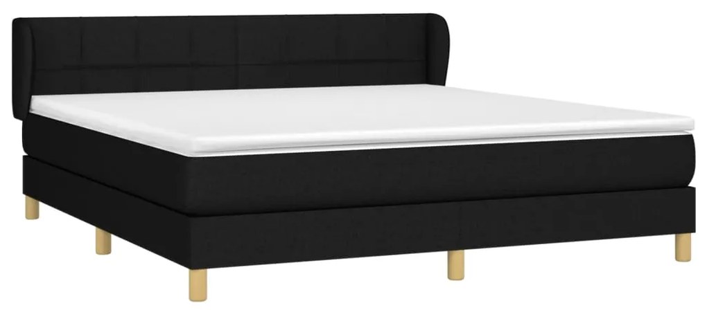 Cama com molas/colchão 160x200 cm tecido preto