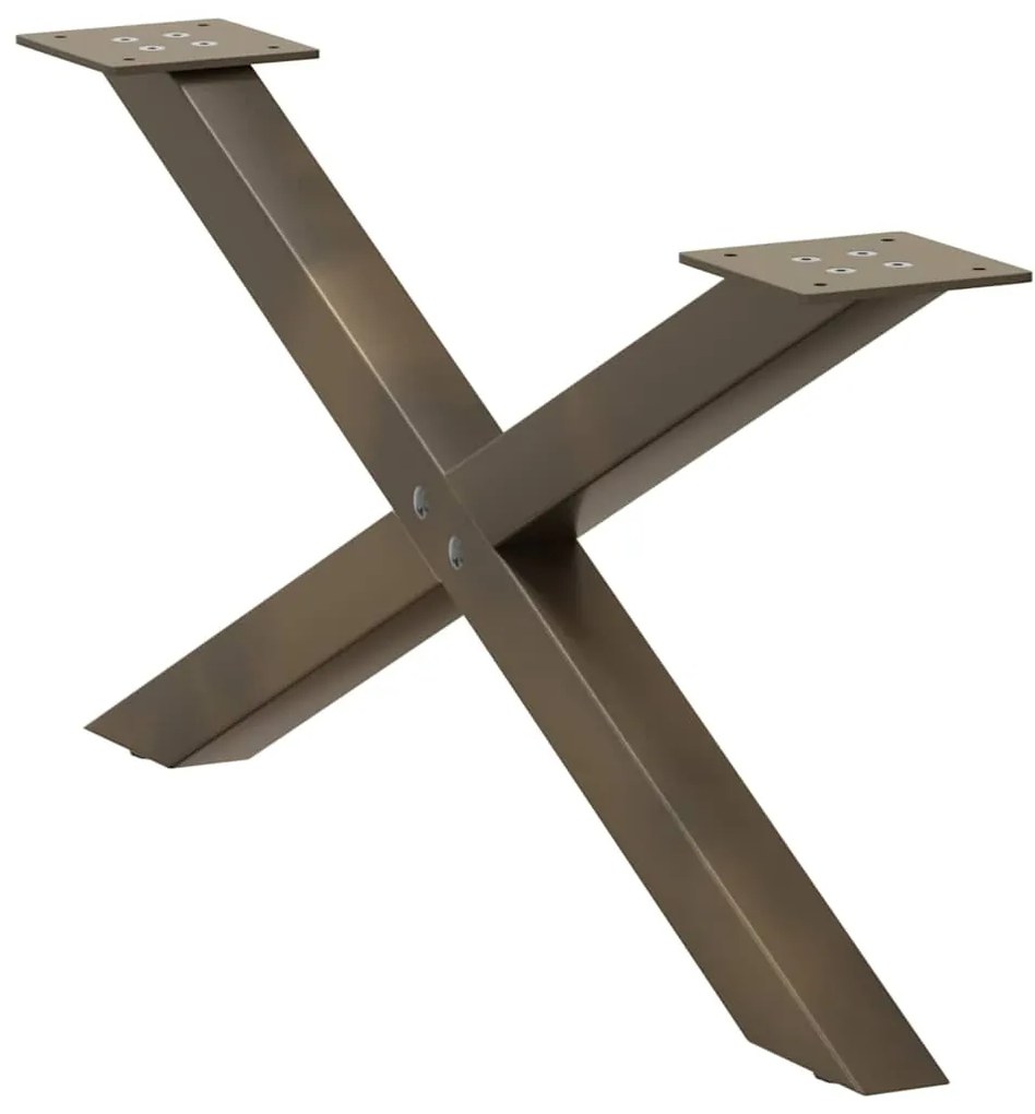Pés para mesa de centro em formato de X, 2 peças, aço natural, 70x(30-