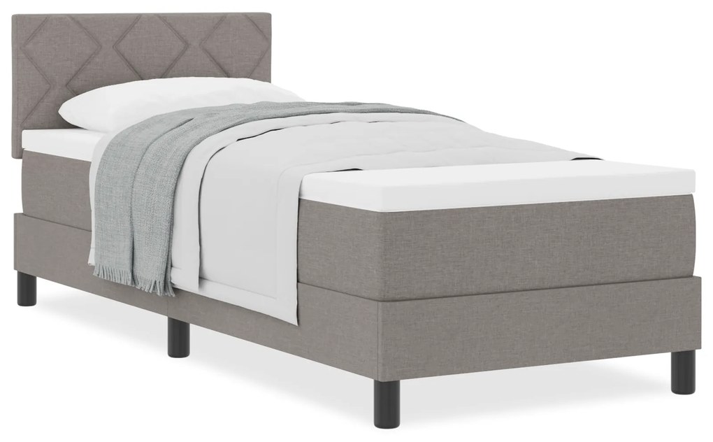 Cama Box Spring com Colchão Taupe 80x200 cm Tecido