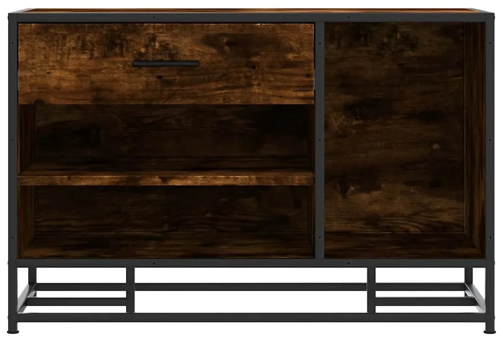 Banco para calçado carvalho fumado 80x40x53,5 cm madeira metal