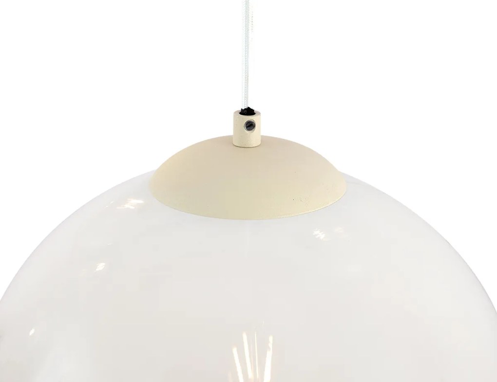 Candeeiro suspenso Art Deco bege com vidro branco 7 luzes - Sandra