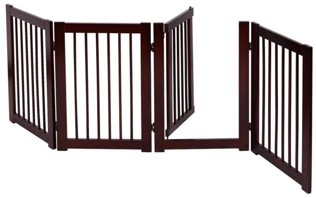Portão de madeira dobrável para cães Barreira de segurança para cães 4 peças 203 x 76 x 1,8cm