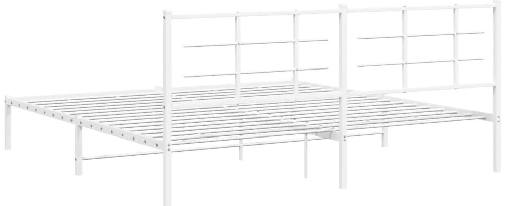 Estrutura de cama com cabeceira 193x203 cm metal branco