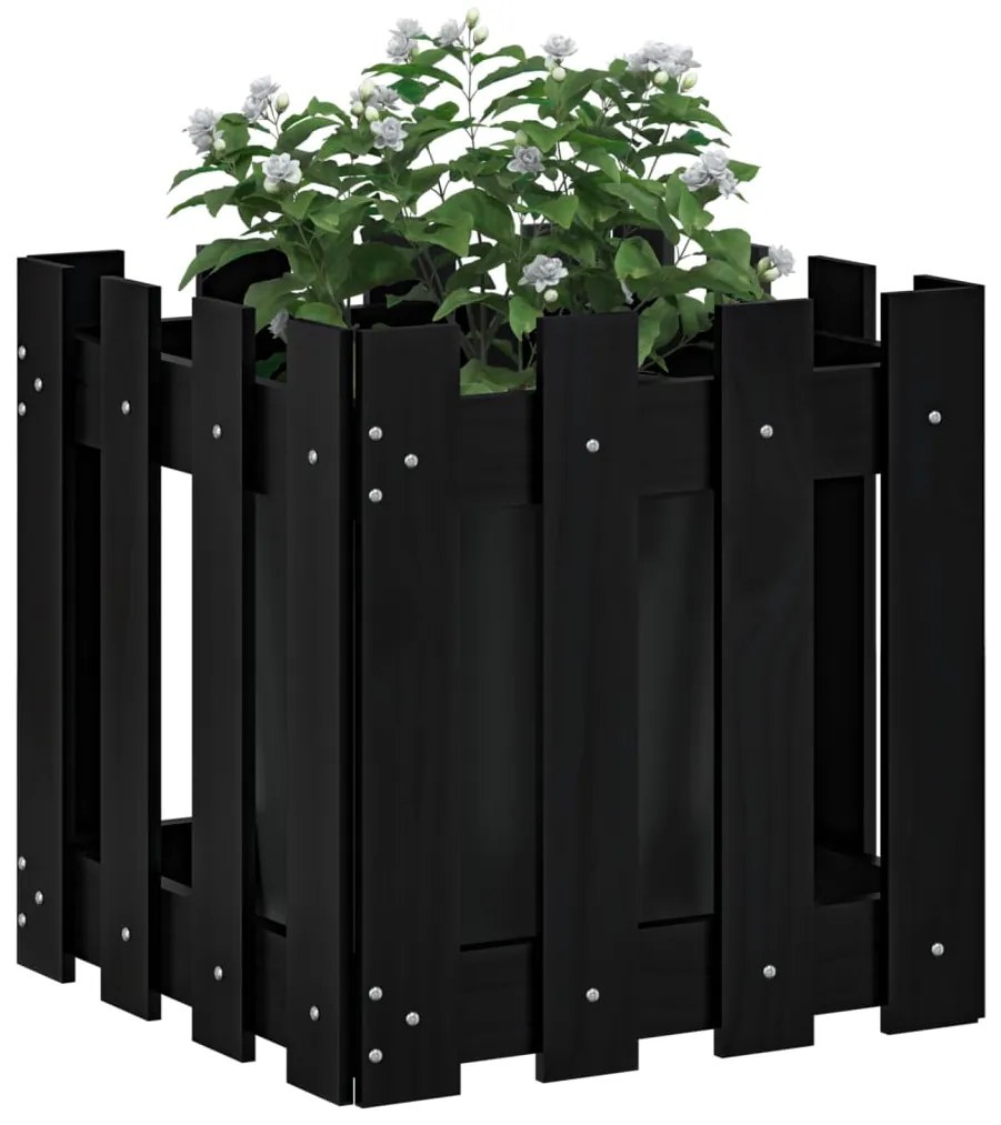 Vaso de jardim c/ design cerca 40x40x40 cm pinho maciço preto