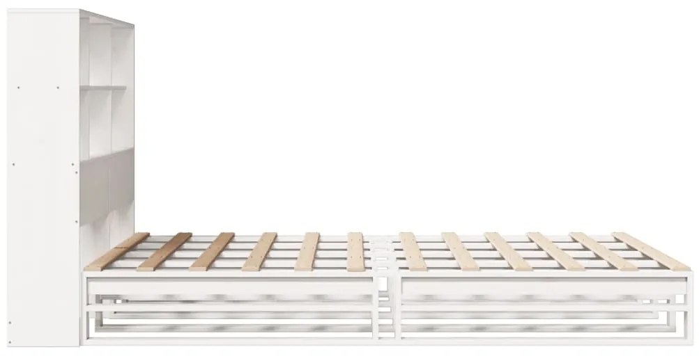 Cama com estante sem colchão 150x200 cm madeira maciça branco
