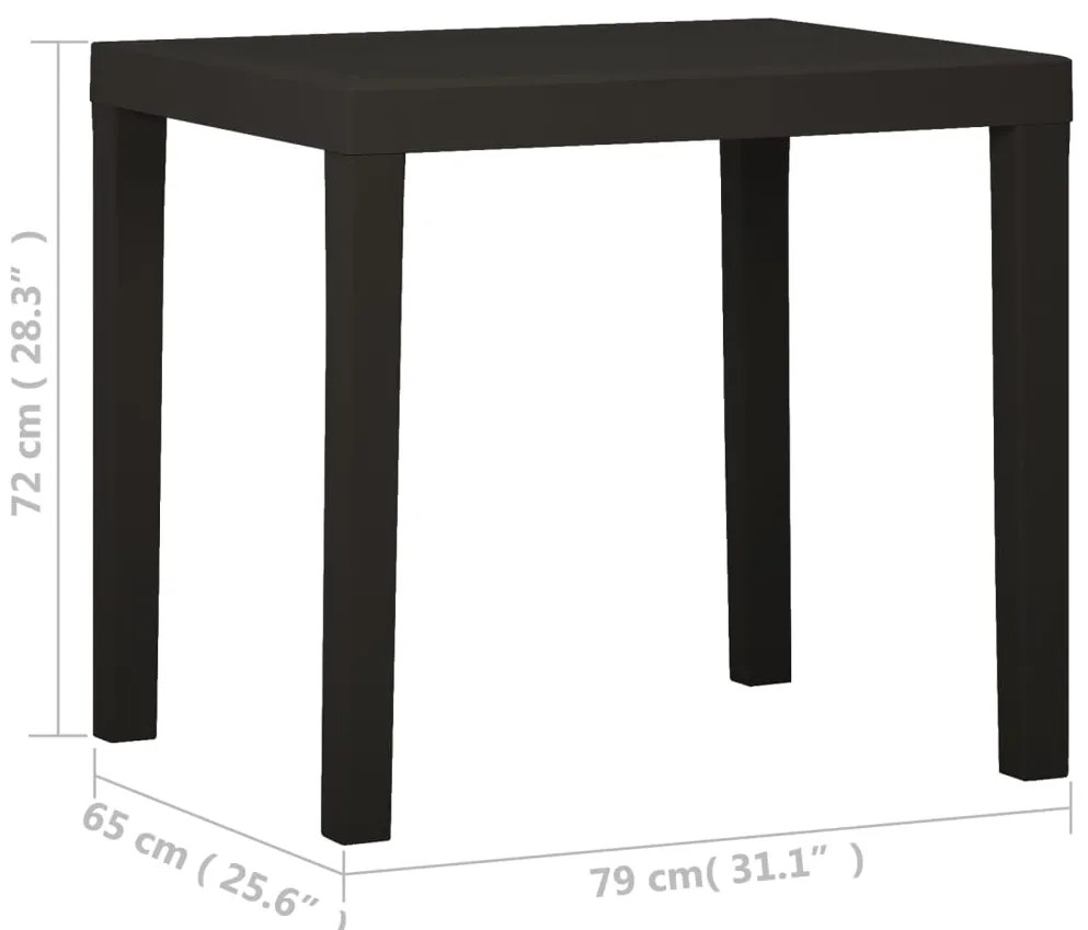 Mesa de jardim 79x65x72 cm plástico antracite