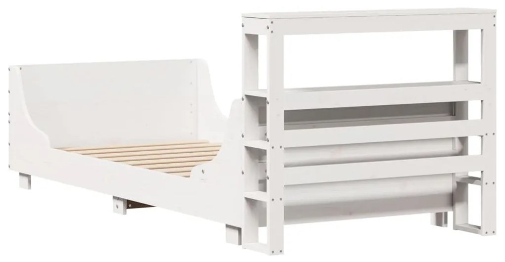 Cama sem colchão 75x190 cm madeira de pinho maciça branco