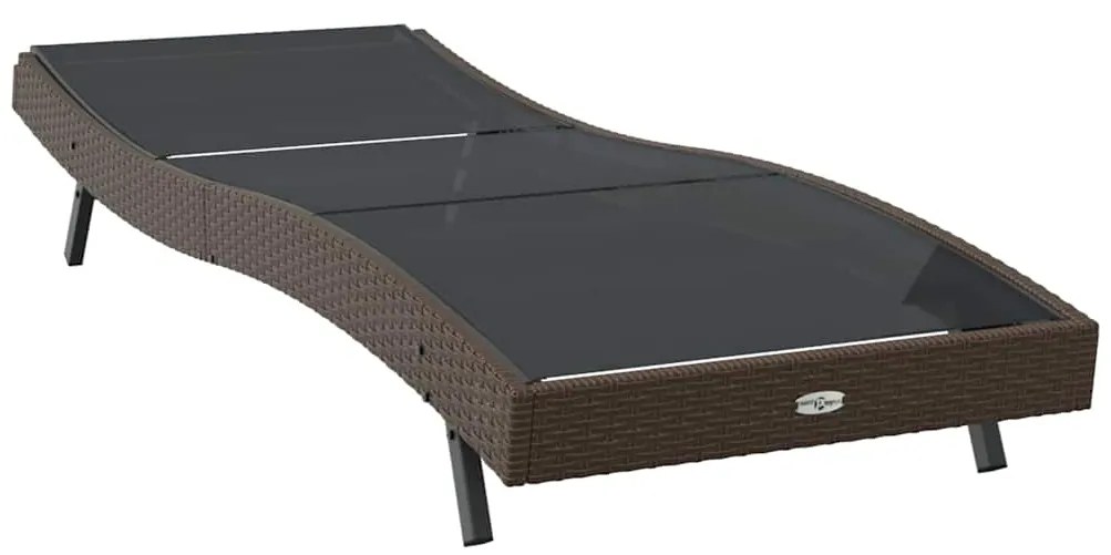 Espreguiçadeira Castanho 197 x 70 x 82 cm Rattan Sintético