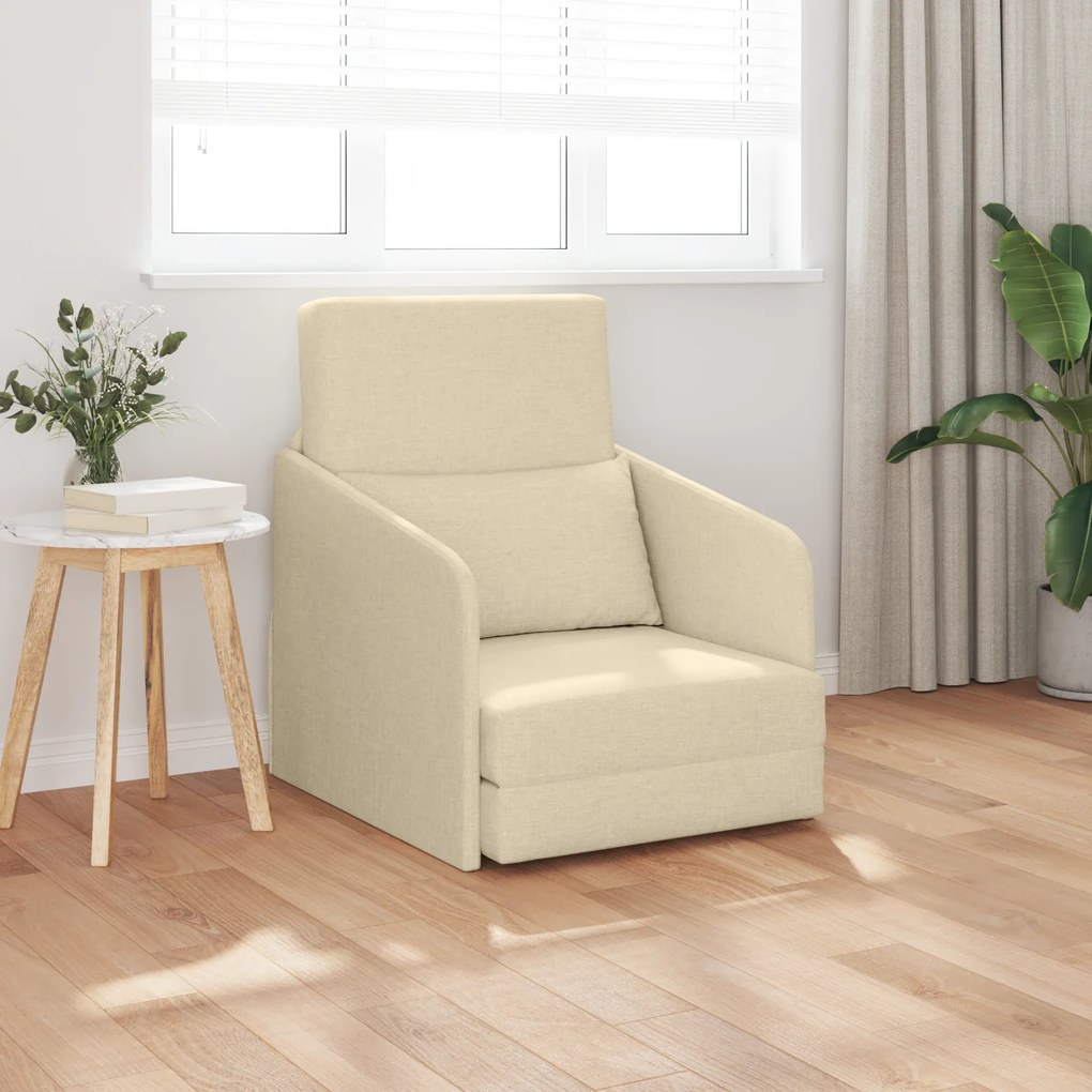vidaXL Sofá Cama 2 em 1 Creme 65x80x83 cm Tecido