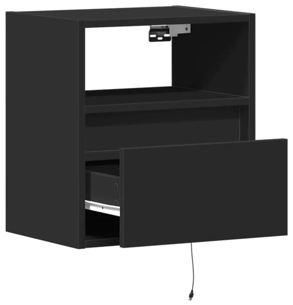 Móvel de parede para TV com luzes LED 41x31x45 cm preto