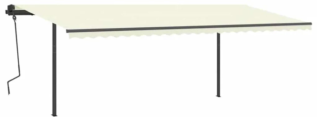 Toldo retrátil automático com postes 6x3 m cor creme