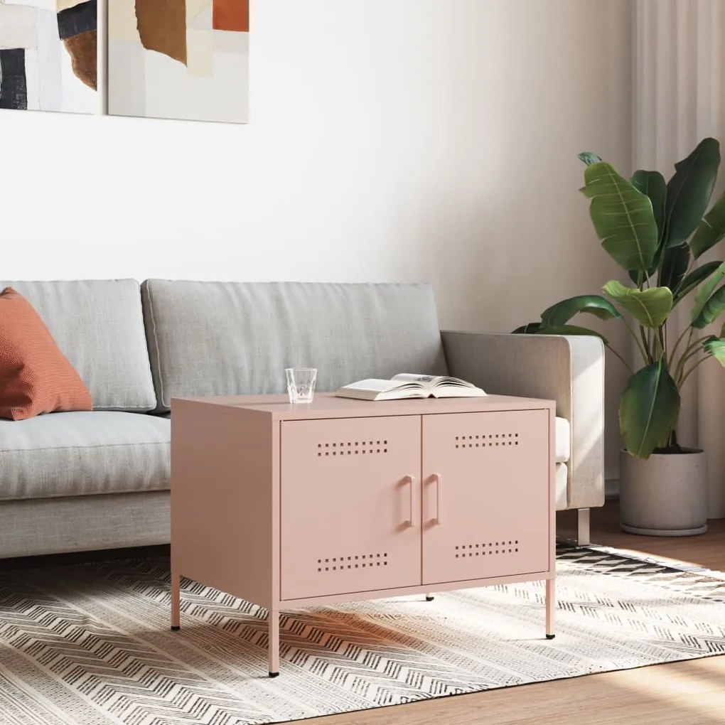 Mesa de centro 68x50x50,5 cm aço rosa