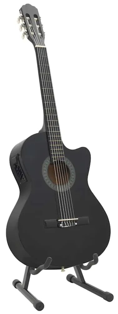 12 pcs conjunto de guitarra com equalizador e 6 cordas preto