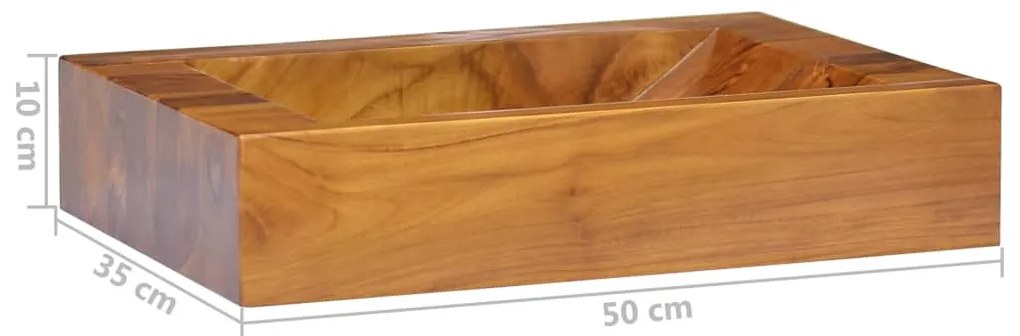 Lavatório em madeira de teca maciça 50x35x10 cm