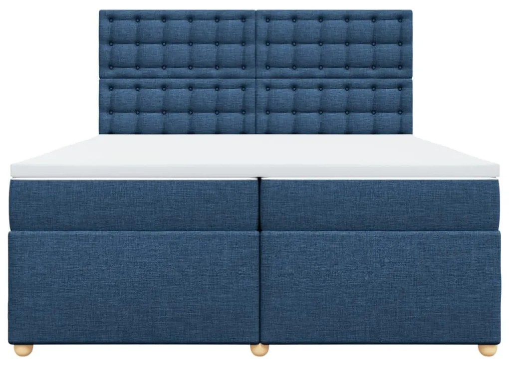 Cama com molas/colchão 200x200 cm tecido azul